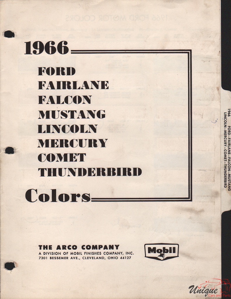 1966 Ford Paint Charts Arco